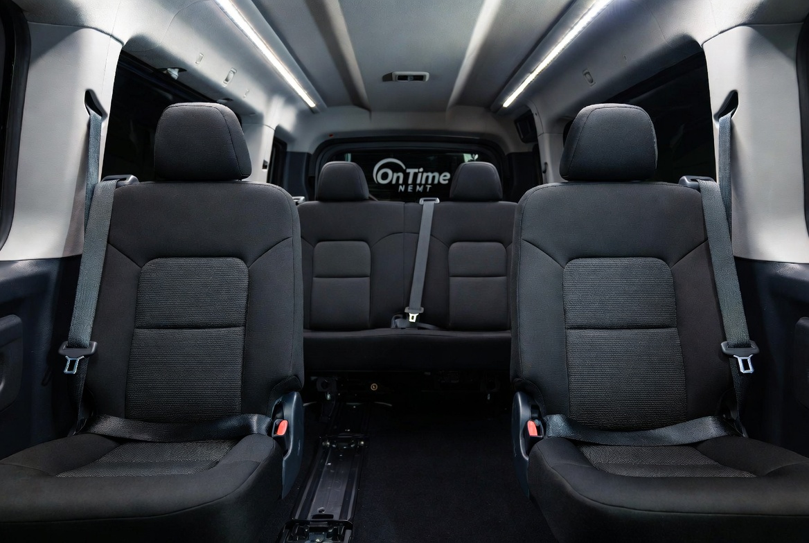 Clean, spacious On Time NEMT van interior — medical transportation Hampton Roads Virginia