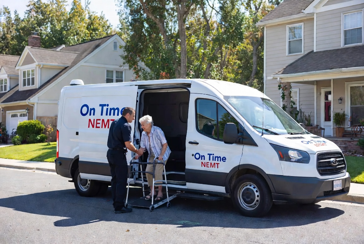 Clean, spacious On Time NEMT van interior designed for senior comfort — Hampton Roads Virginia