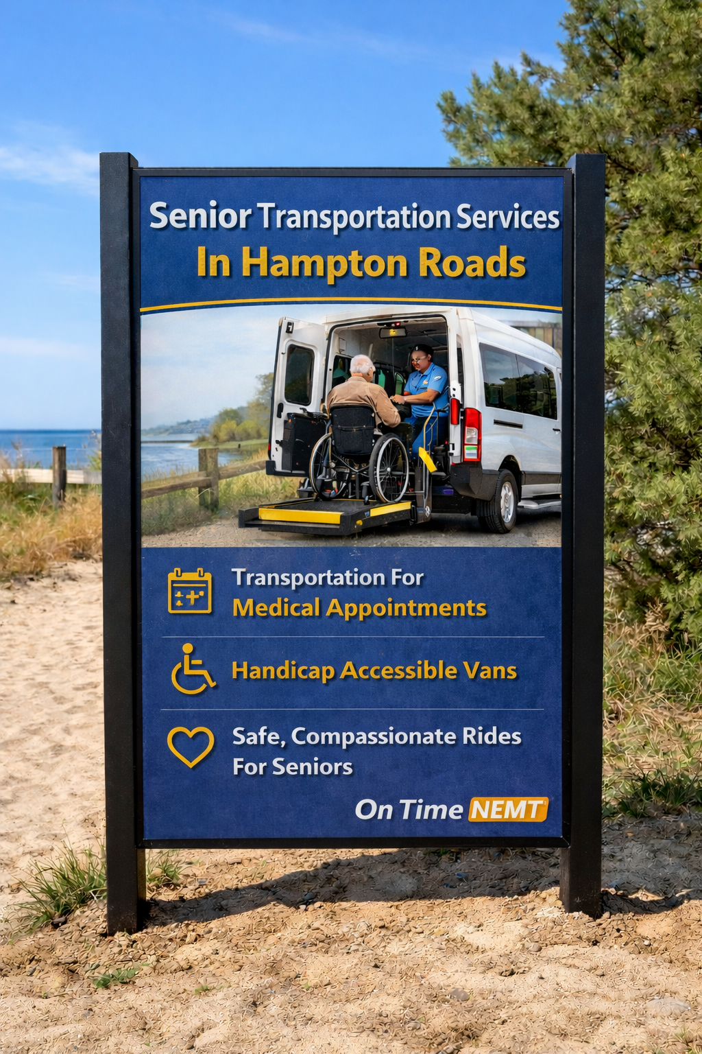 On Time NEMT senior transportation van in Hampton Roads Virginia — serving Chesapeake, Norfolk, and Virginia Beach