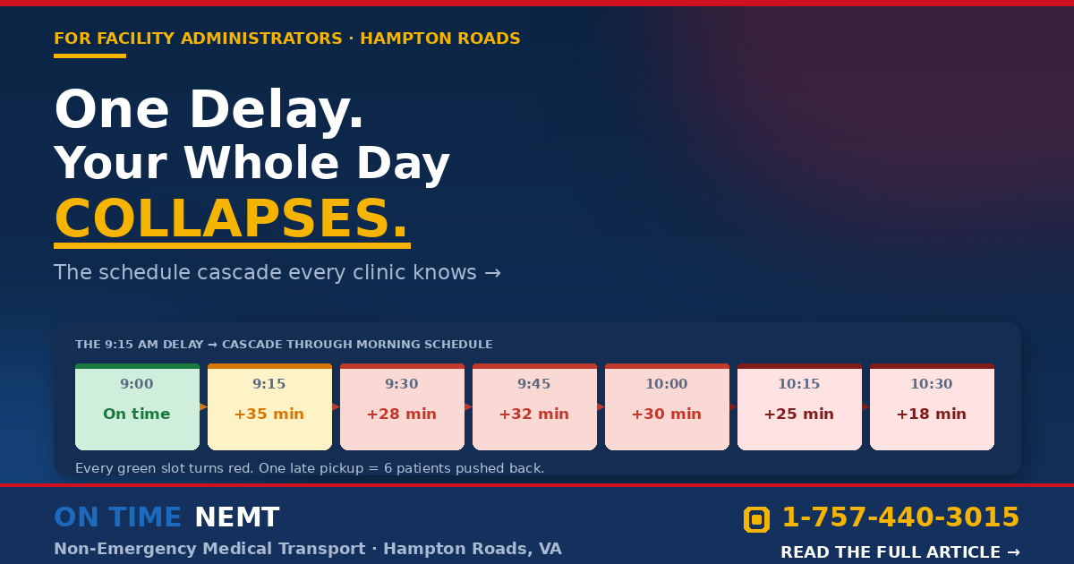 One Delay Collapses Your Whole Day. On Time NEMT.